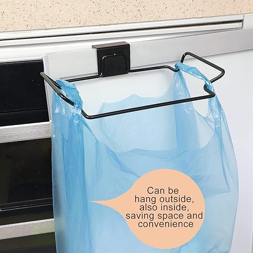 2 Pcs Large Stainless Steel Trash Bag Holder for Cabinets and Cupboards, Under Sink, Black