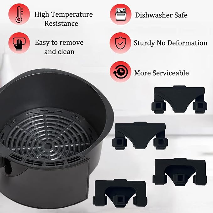 ALJ Air Fryer Silicone Rubber Bumpers for Round Bella Pro Series 8QT Air Fryer Crisper Plate, 4PCS Upgraded Air Fryer Rubber Tabs Pads Pieces Tips Stoppers Spacers Attachments for Bella Air Fryers