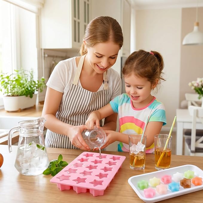 Cute Ice Cube Trays Silicone Chocolate Mold Wax Melt Molds Easy Release Ice Trays Non-Stick Chocolate Soap Pudding Jello Ice Cube Tray (Star)