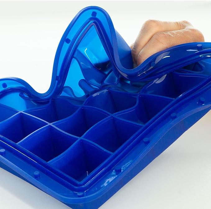 Lurch 240760 Ice Former Arctic Cube 4 cm Blue Ice Cube Tray for 20 Ice Cubes with Transparent Lid Blue