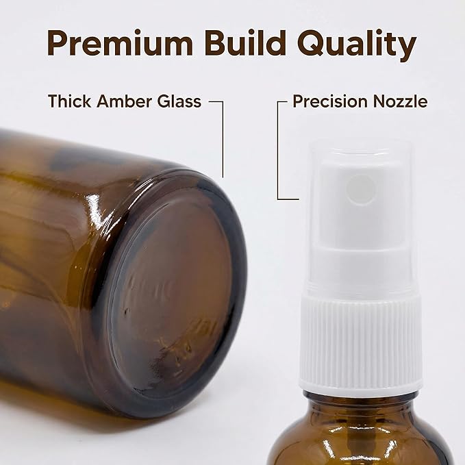 4-Pack10ml (0.34oz) Amber Glass Empty Oral Sprayer for Essential Oils & Other Water-Based Applications