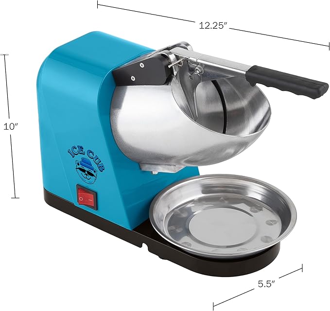 Snow Cone Machine - Ice Shaver with Powerful 170W Motor - Easy to Use Countertop Crushed Ice Maker by Great Northern Popcorn (Blue)