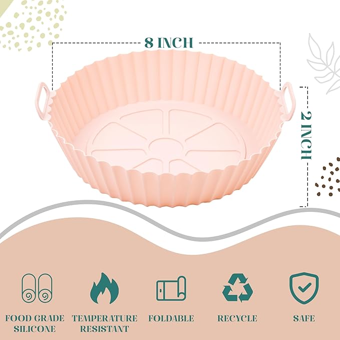 SAMNATE 3pcs Air Fryer Liners reusable - silicone air fryer liners, AirFryer Accessories, Air Fryer Silicone Liner - reusable airfryer liners - air fryer pans - airfryer liners