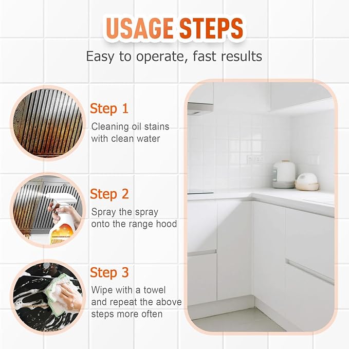 Heavy Oil Cleaner Stain, Clean Up Kitchen Oil Stains, 2025 New Heavy-Duty Kitchen Degreaser Foam Cleaner, Clean Kitchens Oils Stains Spray, Multi functiona Foam Cleaner Spray (1 pcs)