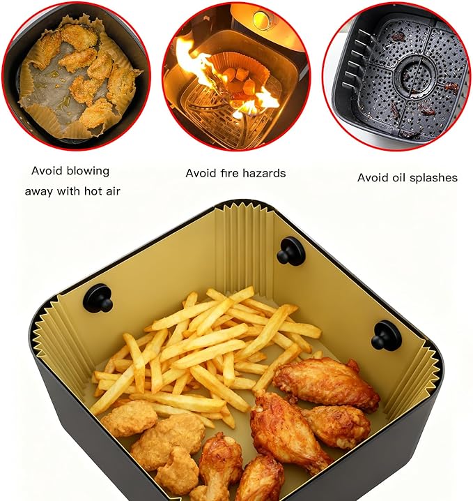 Air Fryer Magnets for Parchment Paper, 8PCS Strong Magnetic Silicone Clips to Secure Liners & Prevent Burning, 100% Food-Safe BPA Free, Waterproof & Heat-Resistant (0.86 inch, Black）