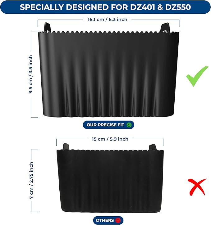 Premium Silicone Liners for Ninja 10 Quart DZ302, DZ550 & DZ401 | BPA Free Platinum Silicone | Strong and long‑lasting 0.1inch Thick | 0.3inch high Silicon Lines on Base for Air Flow