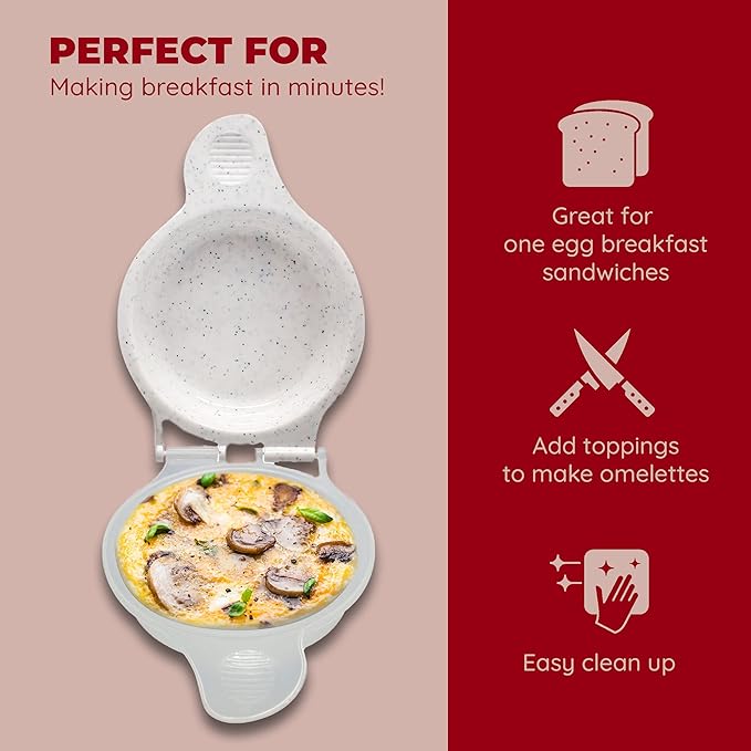 Good Living Microwave Egg Muffin Pan – Quick 1-Minute Breakfast Sandwich Maker, Non-Stick, BPA-Free