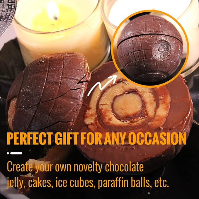 Star Wars Death Star Ice Cube Mold, Round Ice Cube Mold for Whiskey, Bourbon,Cocktails (2Packs+Millennium Falcon Bottle Opener+Coaster+Starry Bag)