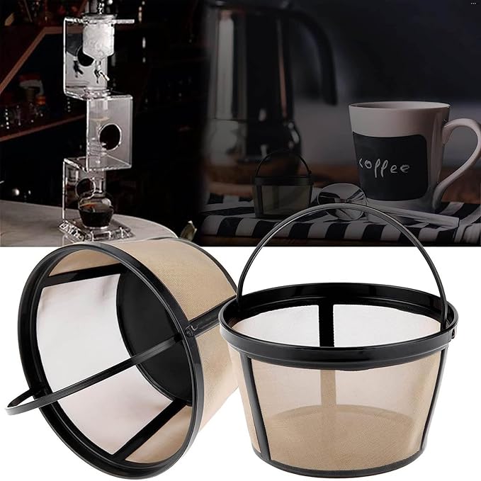 Reusable Coffee Filter Basket, 2 Pack Basket Coffee Filters 8-12 Cup Replacement Coffee Filter for Mr. Coffee and Black & Decker Coffee Makers and Brewers