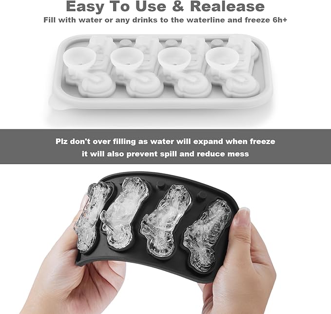 ACOOKEE Novelty Motorcycle Ice Cube Mold, Funny Motorcycle Gifts for Men, Holiday Stocking Stuffers for Men, Large Ice Cube Molds for Whiskey, Bourbon, Cocktails