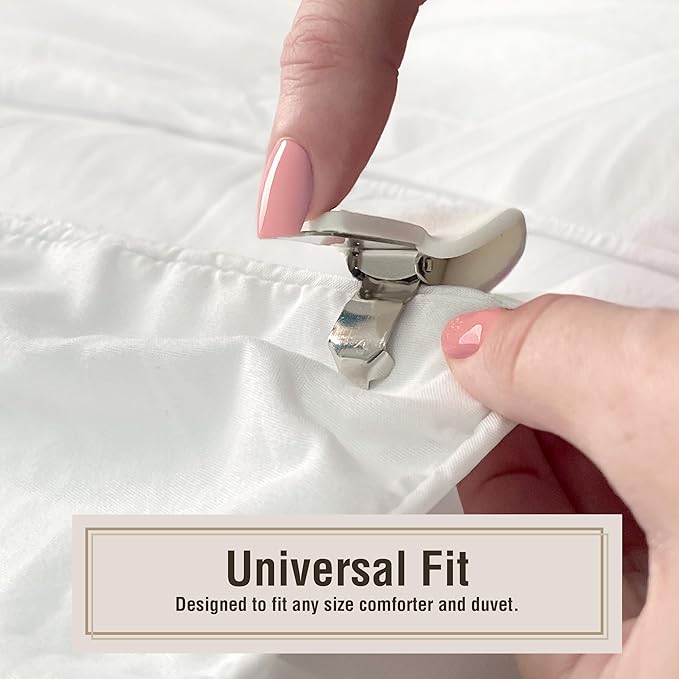 FRESH IDEAS Comforter Clips for Duvet Covers, Helps Prevent Blanket from Bunching or Shifting, 4-Pack