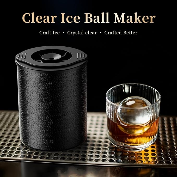 Clear Ice Ball Maker for Whiskey: 2.5" Crystal Clear Ice Maker - Large Ice Sphere Maker for Bourbon & Cocktails - Easy Release Silicone Ice Cube Maker for Home Bar