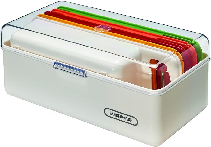 Farberware Mandoline Vegetable Slicer with 4 Blades and Container, BPA‑Free, Dishwasher Safe, Multicolored