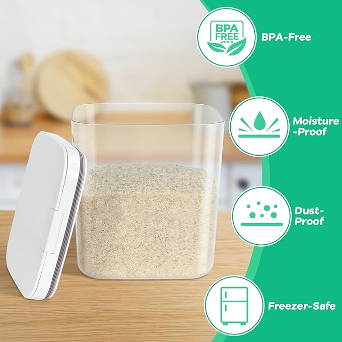 TBMAXS Flour Sugar Storage Containers, 2Pack 2.9 Qt + 4.75 Qt Food Storage Container with Pop-to-Flip Lids for Rice Dog Food Dog Treat Storage, Kitchen Organizers and Storage
