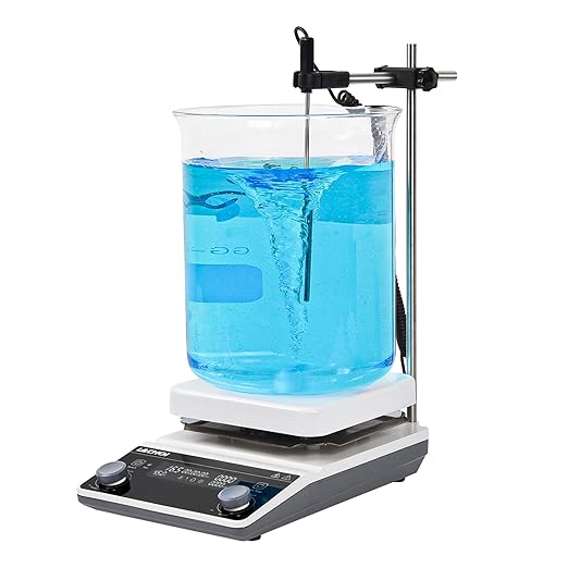 6.7 Inch Magnetic Stirrer Hot Plate Max 20L Stirring Capacity LCD Display Magnetic Stir Plate Max Temp. 350℃/662°F Hotplate Stirrer 2000RPM,Stir Bar&Temp Probe Sensor&Support Stand Included