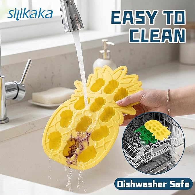 UNIQUE ICE CUBE TRAYS FoodGrade Silicone Two Pineapple Cacti Ice Tray Easy To Demold Suitable For Cocktails Mojitos Whiskeys And Juices (Single Color)