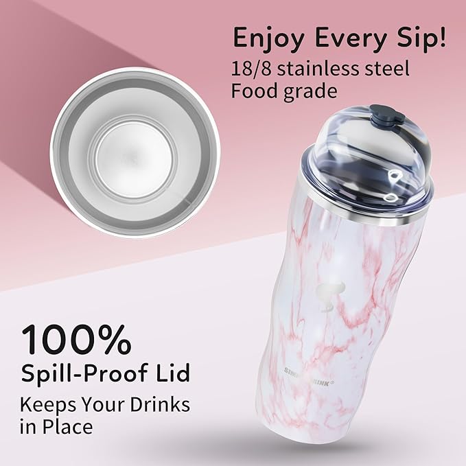 20Oz Insulated Tumbler With Straw And Lid,Stainless Steel Straws for Tumbler,Double Wall Vacuum Travel Mug,Spill Proof Tumble, Travel Cup for Iced Coffee, Jelly Pink