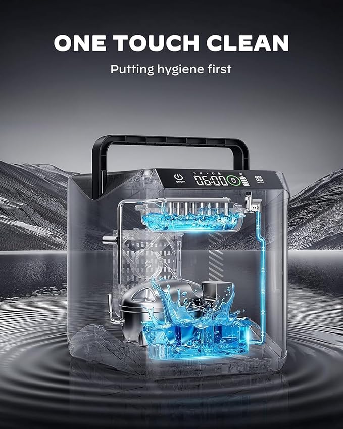 Silonn Portable 4-Power Ice Maker - 9 Cubes in 6 Mins, 22lbs/Day | 12V/24V Car & 100-240V AC Solar-Ready, Auto-Clean Countertop Ice Machine for Camping, RV, Home & Outdoor (No Plumbing Needed)