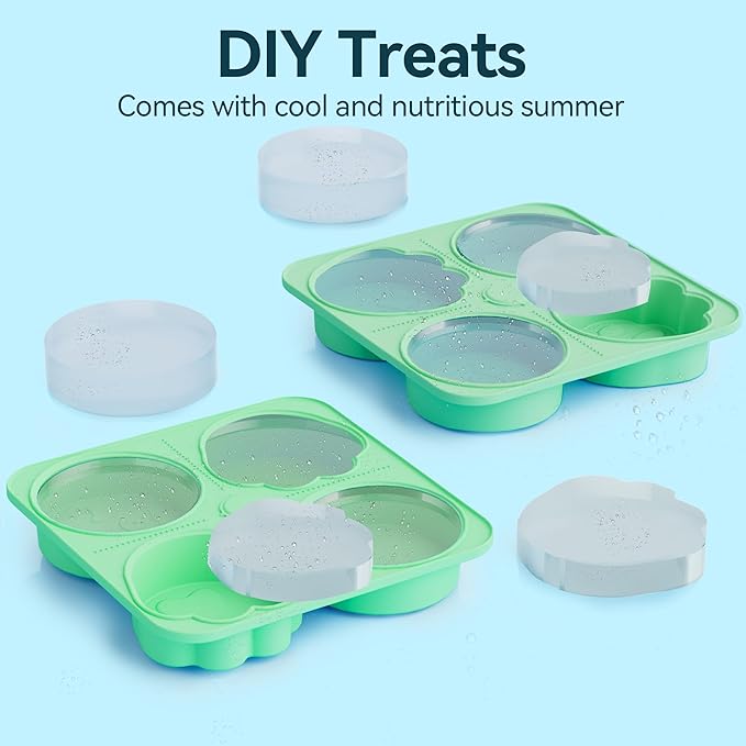 UPSKY 2PCS Dogs Treat Molds, Silicone Dog Treat Ice Cube Trays for Freezer, Reusable Ice Molds for Frozen Treats, Fits Most Dog Water Bowls, for Peanut Butter, Yogurt, Fruit, Broth & More