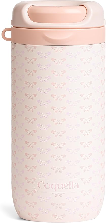 15 oz Stainless Steel Coffee Tumbler with Twist-Open Lid, Insulated Travel Mug for Iced Coffee Cold Brew and Warm Beverages, Leakproof, BPA-Free, Cup Holder Friendly, Bow Charm, Coquette Pink