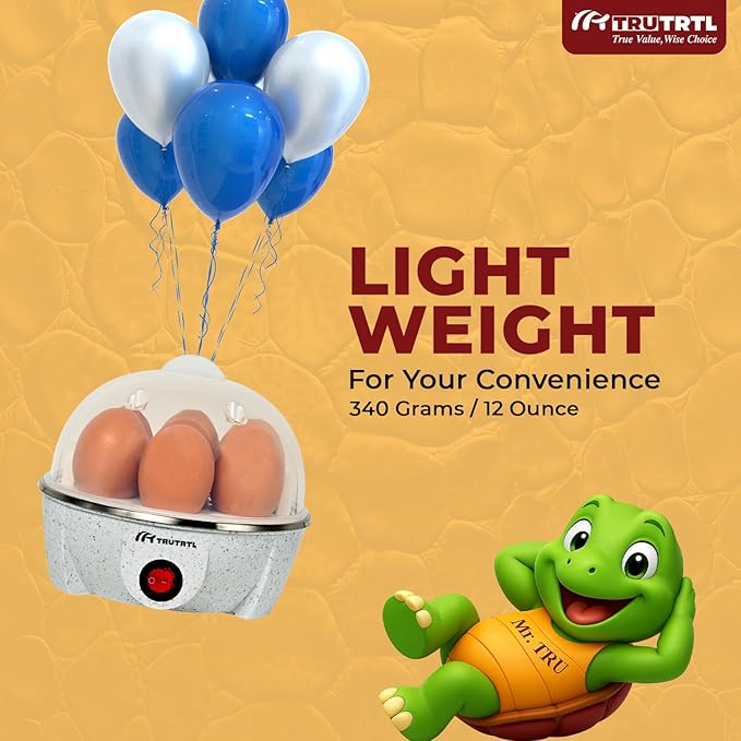 truTRTL Electric Egg Cooker | Boils upto 7 eggs | Poacher | Omelet maker | Vegetable steamer, dumpling & More | Marble