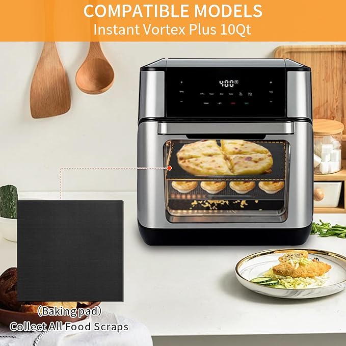 Reusable Liners for Toaster Oven Air Fryer 8.66×9.44 Accessories Compatible with Instant 10QT Air Fryer 4PCS Non-Stick Mats for Baking