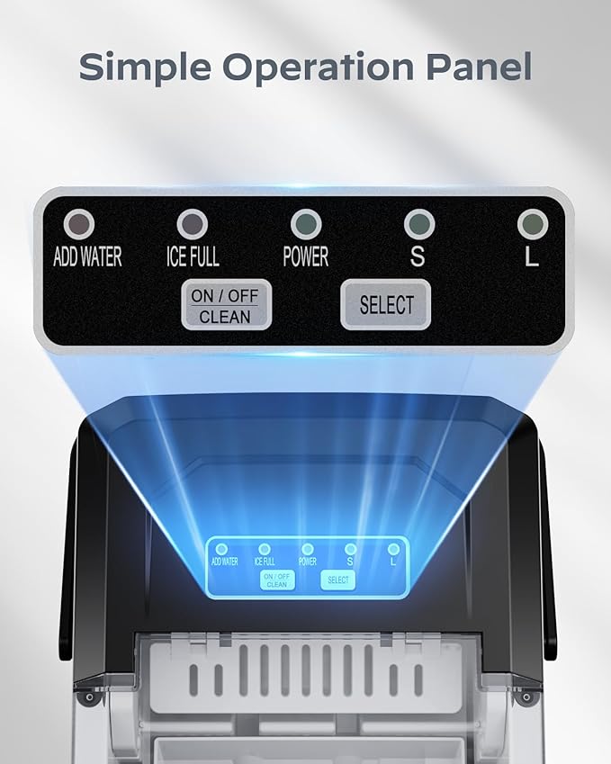 Ice Maker Countertop, Stainless Steel Portable Ice Machine with Carry Handle, Self-Cleaning Ice Makers with Basket and Scoop, 9 Cubes in 6 Mins, 26 lbs per Day, Stainless Steel