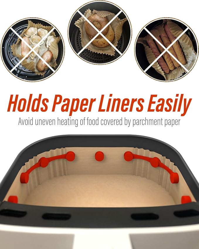 Air Fryer Magnet Silicone Buckles 2 (13 Pack) - Hold Parchment Paper Liners, Prevent Fire Hazard & Food Covering - High Temp Food Grade Silicone (12+1 Upgraded)