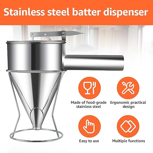 40oz Pancake Batter Dispenser, Large Capacity Cupcake Dispenser with Stand, Cupcake Dispenser Funnel Funnel Cake Dispenser for Pancakes, Cupcakes or Any Baked Goods