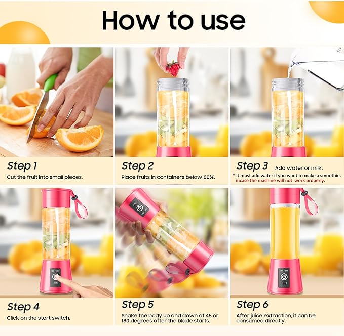 2026 Newly Upgraded Portable Smoothie Blender - Cordless Personal Blender Type-C Rechargeable, 13Oz Juice Cup BAP Free, 20,000Rpm Speed Powerful Blending, Freshly Squeezed in Sports/Office