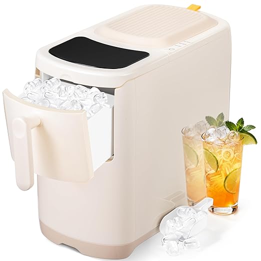 Antarctic Star Portable Countertop Ice Maker with Self-Cleaning, 18Lbs/24H, One-Touch Operation, Ice Scoop for Home, Kitchen, Office(White)