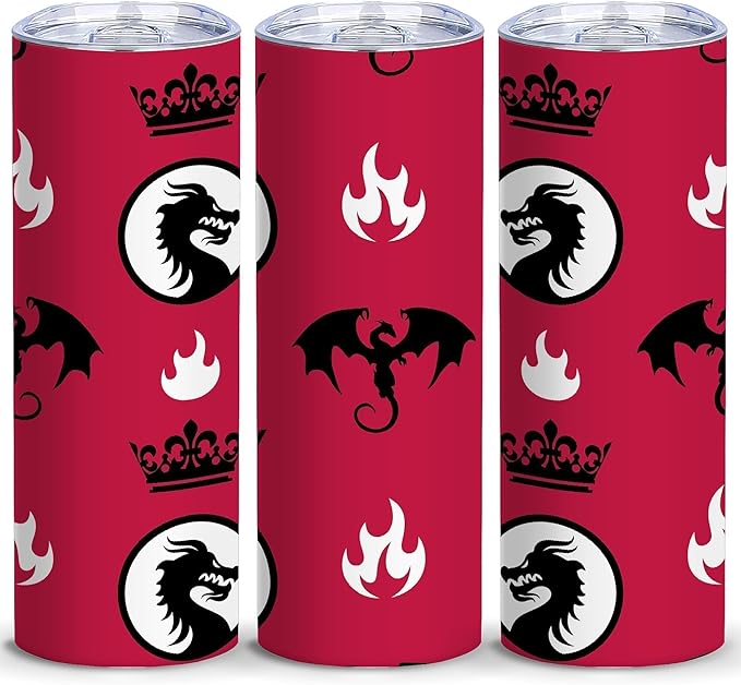 ATHAND Dragon Fantasy Tumbler 20oz Insulated Stainless Steel Skinny Cup with Lid,Dark Medieval Fire Dragon Design Tumbler,Funny Gifts for Fantasy Lovers,1 Pcs