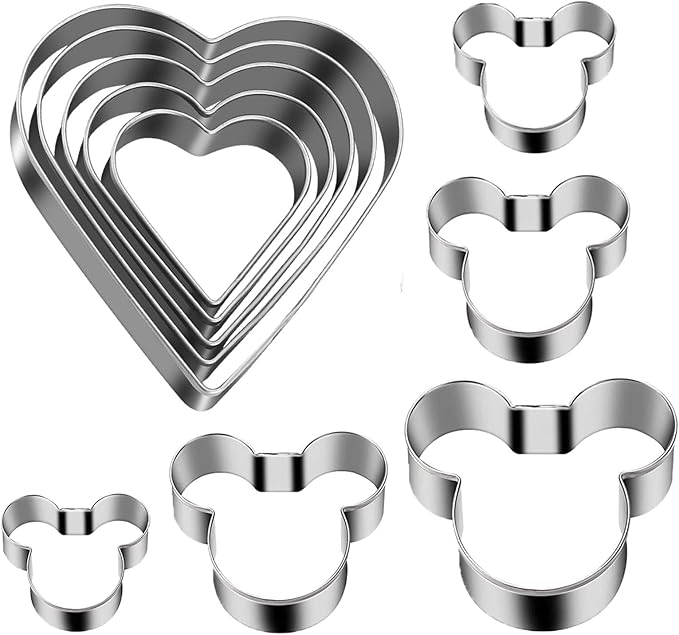 Mickey Love Heart Cookie Cutter, Pack of 5,Set of 2