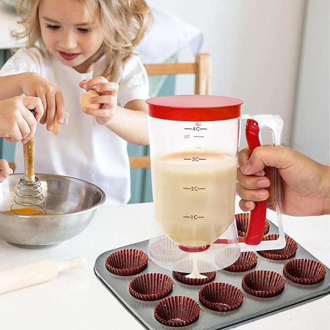 Pancake Batter Dispenser - Batter Separator Maker With Measuring Label - Handheld Batter Funnel Separator - 900ml Batter Pourer Dispenser - Pancake Maker Separator For Pancakes, Cupcakes