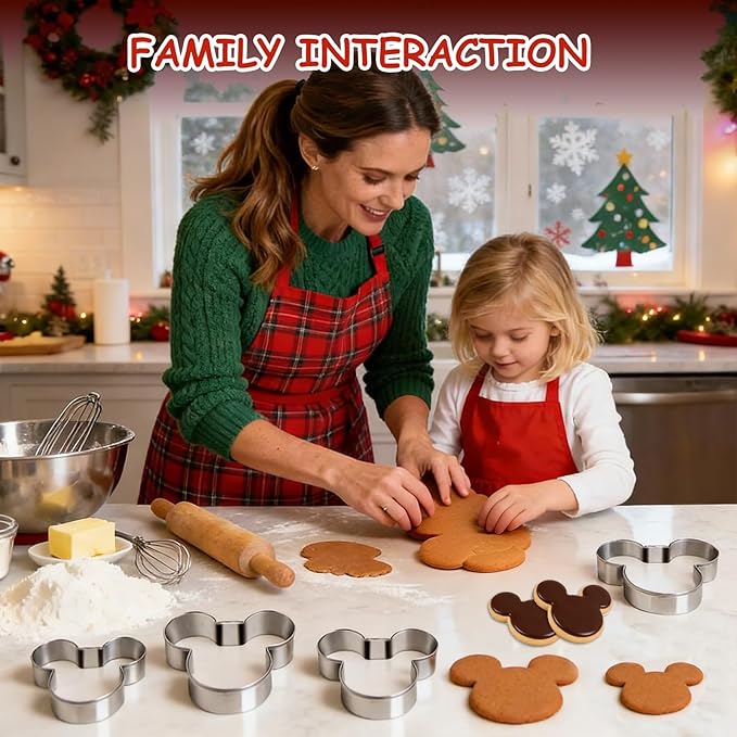 Mouse Cookie Cutter Sandwich Cutters for Kids DIY Lunchbox Bento Box Fruit Cutters Vegetable Cutters for Children Boys Girls, Pack of 5