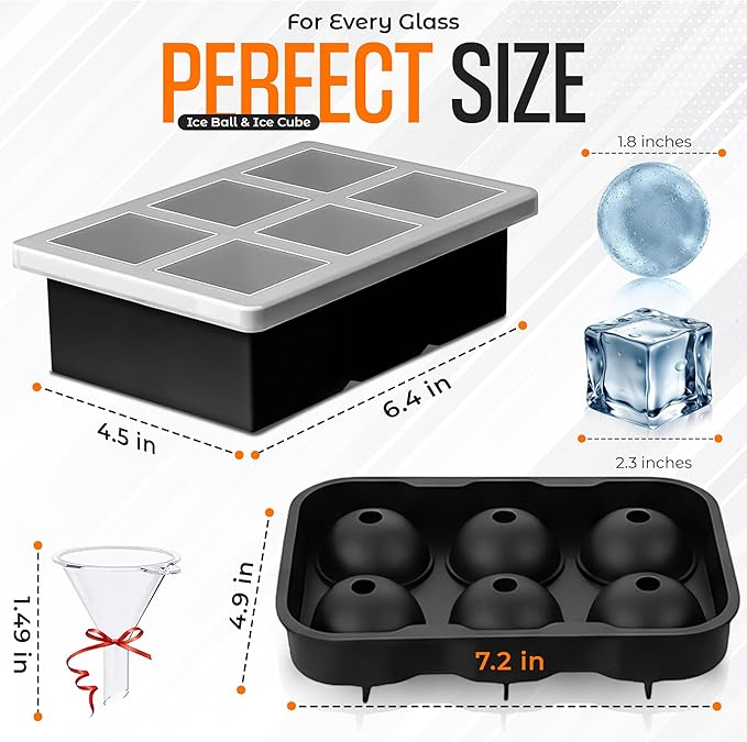 Ice Molds for Freezer with Lid – Silicone Ice Ball Mold for Whiskey & Cocktails, Slow Melting Round Ice Balls, BPA Free Flexible Ice Tray, Easy Release (black)