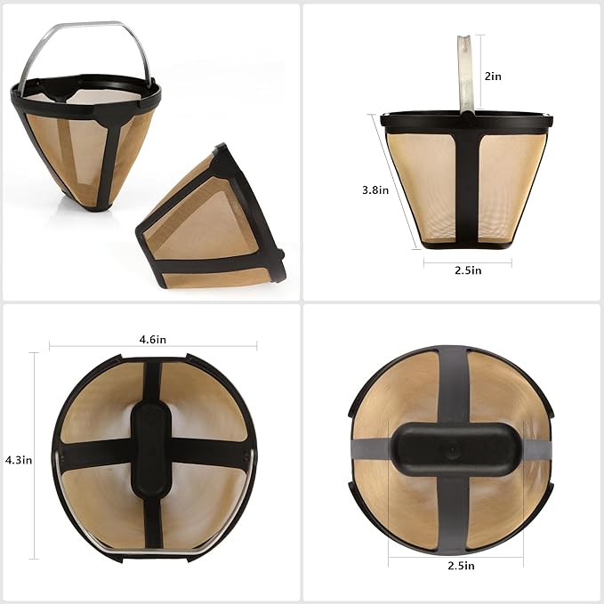 Replacement for CE250 CE251 Coffee Permanent Gold Tone Filter, Compatible with Ninja 12-Cup Programmable Coffee Brewer