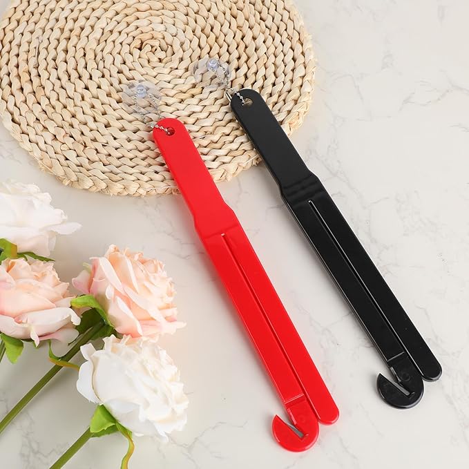 6pcs Food Bag Opener Cutter with Stainless Steel Blade, Plastic Food Pouch Squeezer with Easy Hanging Chain & Suction Cup for Bag Opening Home Restaurant Kitchen Tool (Red, Black)