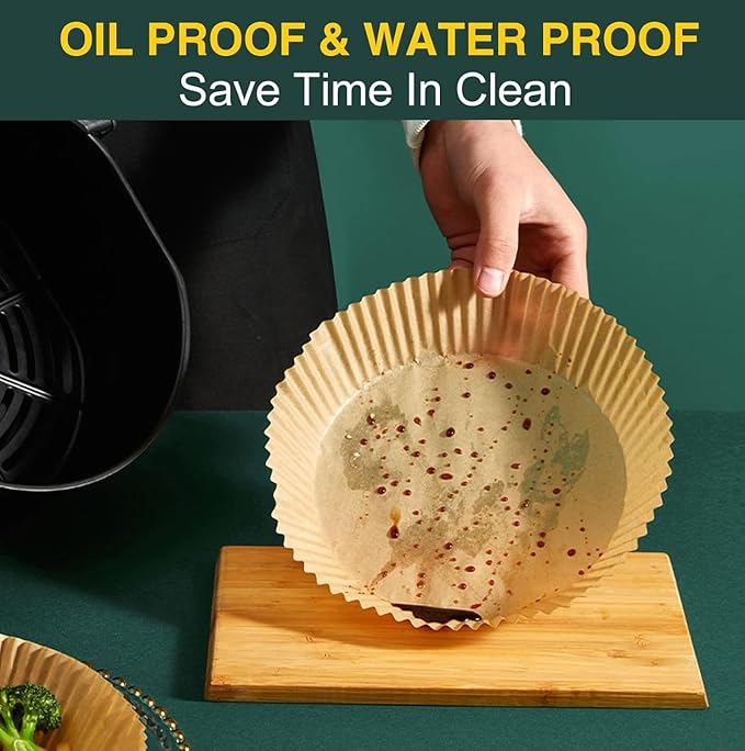 Air Fryer Disposable Paper Liner, Non-Stick Round Parchment, AirFryer Accessories, Oil Proof, Water Proof, Cooking Baking Roasting Filter for Microwave Oven Frying Pan(125PCS, 6.3inch)