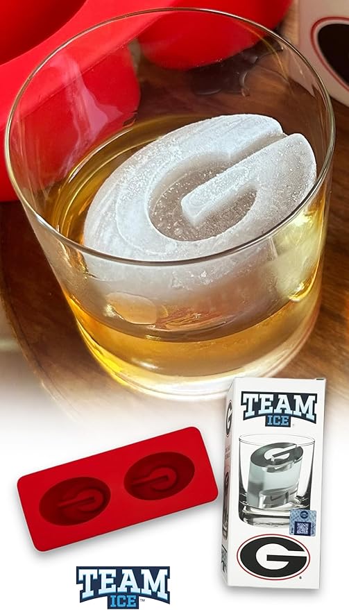 TEAM ICE - Georgia Silicone Ice Cube Tray - Large Silicone Ice Cube Mold for Whiskey & Cocktails, Durable Ice Tray for Game Day Drinks, College Logo Ice Mold for Fans & Tailgate Parties