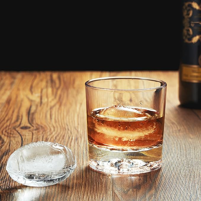 ACOOKEE Silicone Football Ice Cube Mold Fun Shapes, Novelty Football Gifts, 2.2" Large Craft Round Sphere Ice Ball Molds For Game Day, Whiskey, Cocktails, Bourbon, Super Bowl