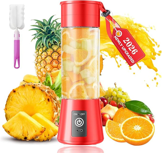 Portable Blender for Smoothies & Shakes - Cordless Personal Size Blender with 6 Blades, 380Ml Juice Cup, Lightweight & Rechargeable, Freshly Squeezed for Picnic/Sports/Office