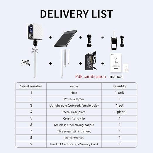 Electric Overhead Stirrer 60L Digital LCD Mixer 100-2000 RPM Variable Speed Lab Stirrer with Timer Stand & Rod for Laboratory