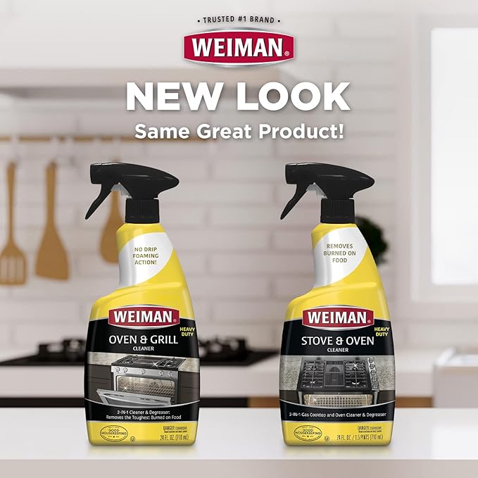 Weiman Heavy Duty Stove and Oven Cleaner and Degreaser for Glass, Ceramic Cooktops, BBQ grill grates - 2 Pack, 24 Oz w/MicroFiber Towel
