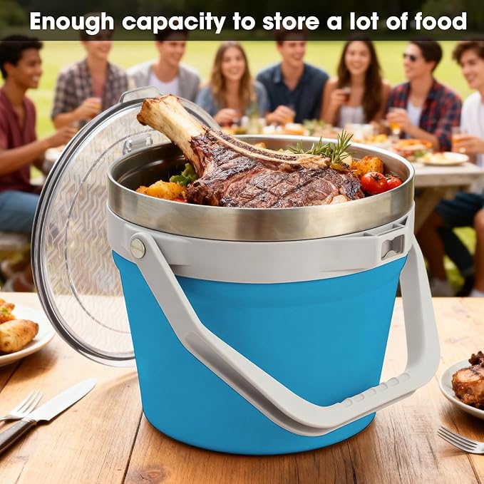 COKTIK 7L Insulated Ice Bucket with Lid，Double Wall Vacuum Stainless Steel Beverage Bucket Keeps Frozen Longer，Holds 6 Longnecks or 3 Bottles of Wine，for Cocktail, Champagne, Large Parties(Blue)
