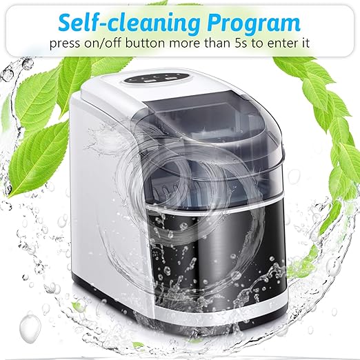 Antarctic Star Ice Maker Machine Countertop,Portable Automatic 9 Ice Cubes Ready in 8 Minutes,Makes 26 lbs of Ice per 24 Hours,Self-Clean,See-Through Lid for Home/Bar/Party White