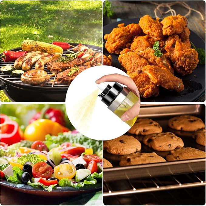 2 in 1 Oil Dispenser Bottle and Mister - 150ml Portable Olive Oil Sprayer for Air Fryer, BBQ, Salad, Baking, Roasting, Frying, Grilling