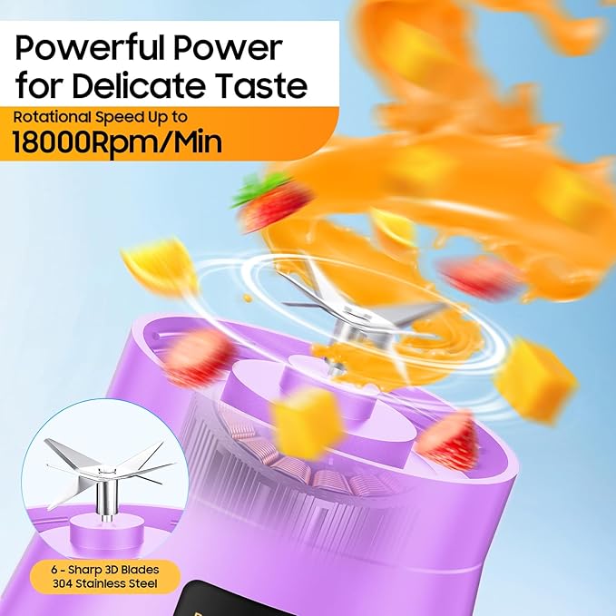 Cordless Personal Size Portable Blender - 380Ml Blender Smoothies and Shakes, BPA Free Traveling Juice Cup with Powerful Blending, Freshly Squeezed in Sports/Travel/Home
