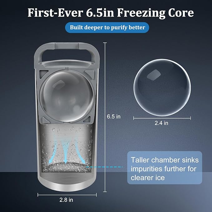 Clear Ice Cube Maker, 2.4" Stainless Steel & Non-BPA Silicone Ice Ball Maker Mold for Whiskey, Cocktails, & Bourbon, Drinks Gifts for Men Woman