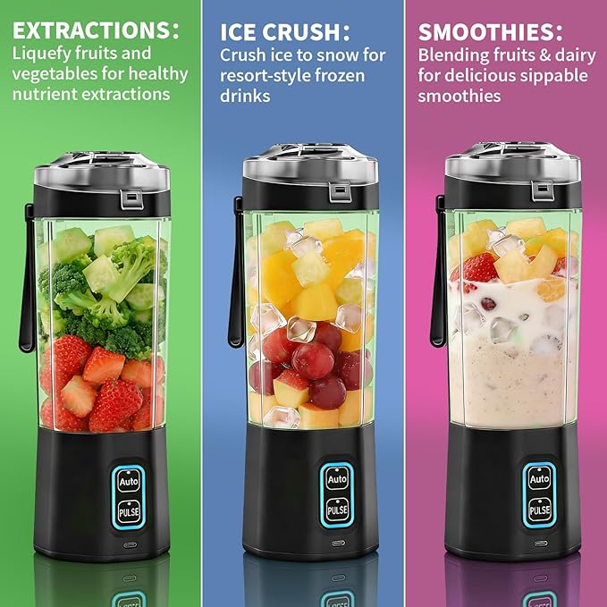 Portable Blender for Smoothie, 24 oz Cordless Personal Juicer Protein Shaker, BPA Free, Leakproof Lid, Rechargeable, Licuadora Portatil for Kitchen Outdoor Traveling Camping Gym Fitness